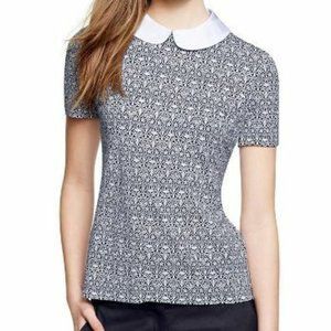 Tory Burch Merrit T-shirt Blouse with Peter Pan Collar